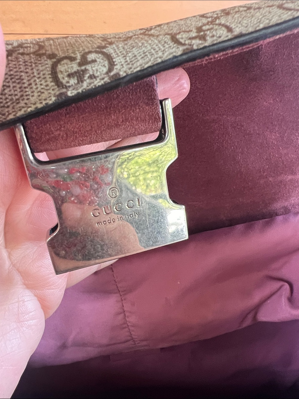 Gucci Brown GG Supreme Canvas Backpack with Pink Floral Print - Picture 6 of 8